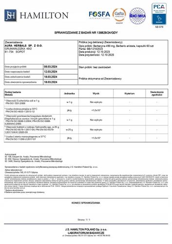 Aura Herbals BERBERYNA 500mg CUKRZYCA metabolizm na Arena.pl