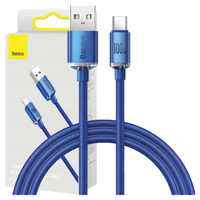 Kabel USB do USB-C Baseus Crystal Shine, 100W, 1.2m (niebieski)