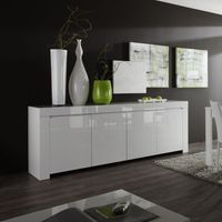 Amalfi komoda biała lakierowana 210 cm wysoki połysk salon