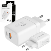 Szybka ładowarka sieciowa GAN 45W Power Delivery Quick Charge Kruger&Matz