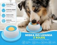 Miska do lizania dla psa z kulką interaktywną na jogurt pastę slow feeding