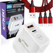 SZYBKA MOCNA ŁADOWARKA UNIWERSALNA + KABEL 3w1 microUSB USB-C PIN8 iPHONE