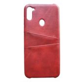 Etui Ochronne do Samsung Galaxy A11 Miejsce na Karty Skórzane Czerwone