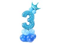 Zestaw balonów na powietrze, cyfra "3", niebieski