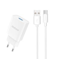 ładowarka sieciowa usb-a 2.1a 10w z kablem usb-a - usb-c biała