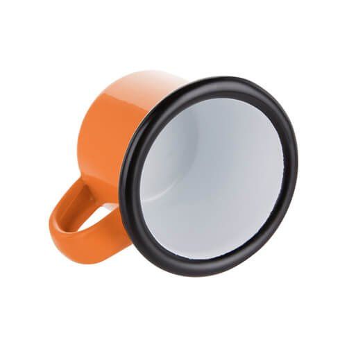 Kubeczek emaliowany 100 ml pomarańczowy z czarnym rantem Sublimacja Termotransfer na Arena.pl