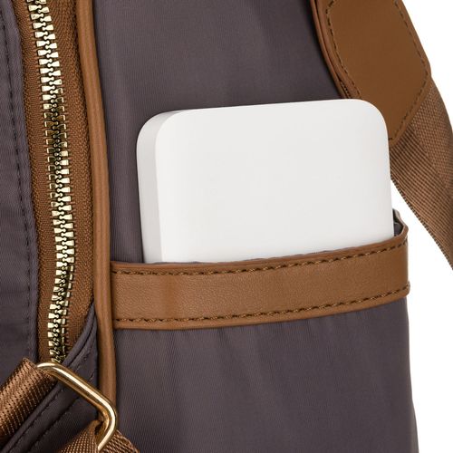 szary plecak damski z nylonu i skóry ekologicznej z doczepianym paskiem, na Arena.pl