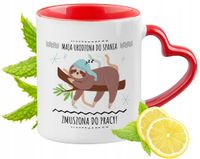 Dla Mai Kubek Czerwony Z Uszkiem W Kształcie Serca Na Prezent Z Nadrukiem