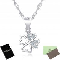 Naszyjnik srebrny serca koniczynka łańcuszek damski z zawieszką walentynki