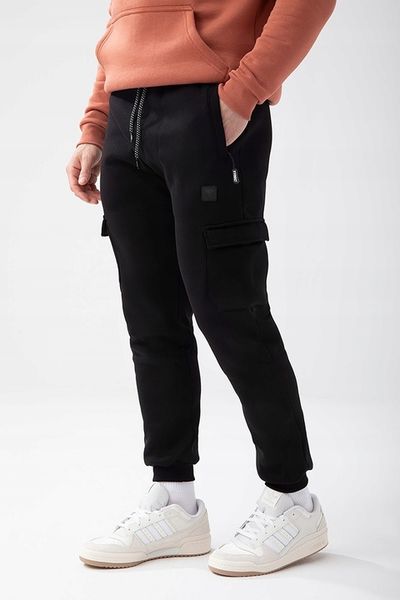 Czarne spodnie męskie BASIC PANTS CARGO 150 T BLACK rozmiar M zdjęcie 1
