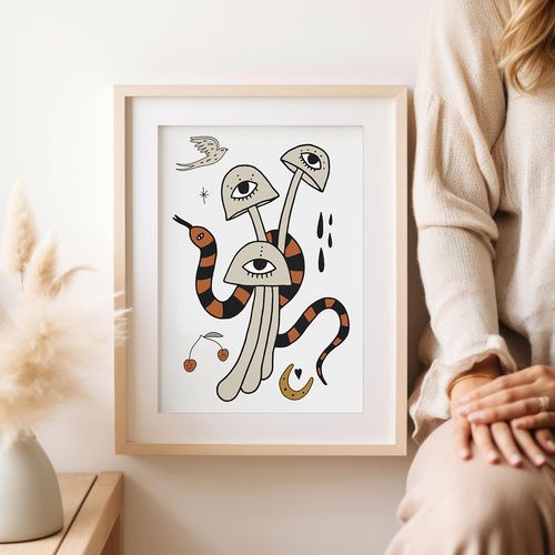 Plakat ilustracja grzyby grzybki 30x40 cm na Arena.pl