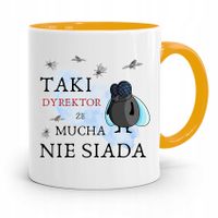 Dla Dyrektora Kubek Żółty Mucha Nie Siada Z Nadrukiem Ze Zdjęciem