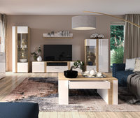 Meblościanka Zestaw Mebli Do Salonu Dąb Castello +Biały Połysk ABIGO ML