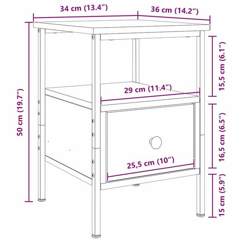 Szafka Nocna z szufladą Czarny dąb 34 x 36 x 50 cm na Arena.pl