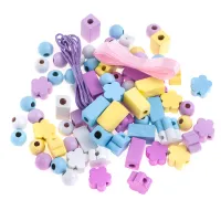 Koraliki drewniane w słoiczku pastelowe 150 szt.