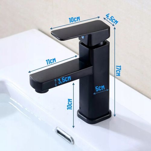 BATERIA ŁAZIENKOWA UMYWALKOWA KRAN DO UMYWALKI NISKI NABLATOWY CZARNY na Arena.pl