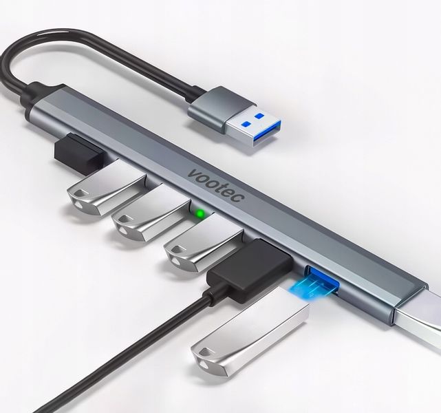 HUB USB 3.0 Rozdzielacz Rozgałęźnik 7 Portów 7x USB Slim 7w1 Smukły Vootec zdjęcie 6