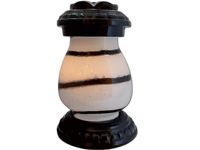 ZNICZ ZNICZE LAMPION NA GRÓB CERAMIKA BEKA ZEBRA BIAŁO- CZARNA+ŚWIECA LED