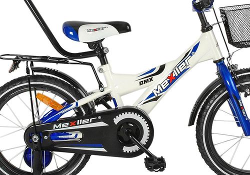 Rower 16 MEXLLER BMX biało-niebieski + koszyk 16r. na Arena.pl