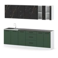 Kuchnia Remino Duża Modułowa 2.6m Biały San Sebastian Butelkowa Zieleń