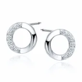 ELEGANCKIE RODOWANE SREBRNE KOLCZYKI WKRĘTKI KÓŁKA KÓŁECZKA BIAŁE CYRKONIE