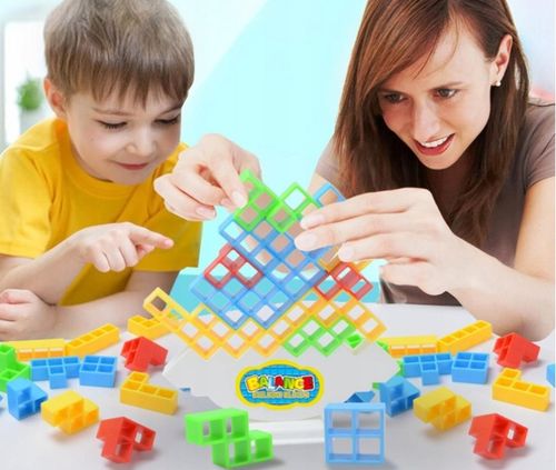 48-CZĘŚCIOWA GRA RÓWNOWAŻĄCA EDUKACYJNA UKŁADANKA DLA DZIECI TETRA TOWER 3D na Arena.pl