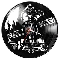 Zegar ścienny z płyty winylowej Strażak 170.14