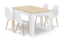 Zestaw stół 120x80 cm dąb sonoma + 4 krzesła białe do kuchni jadalni