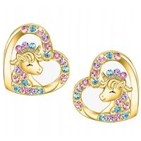 Srebrne kolczyki dla dziewczynki dzieci sztyft pozłacane jednorożce srebro