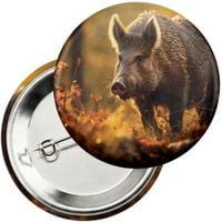 Przypinka z agrafką 59mm - ZWIERZĘTA DZIKIE LEŚNE DZIK
