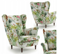 Fotel uszak wzorzysty jasny tropikalne liście dzieci Ari Print Family Meble