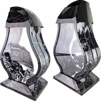 DUŻY ZNICZ DEKORACYJNY KAPLICZKA 34CM NA GRÓB OBELIKS ZNICZE Z APLIKACJĄ