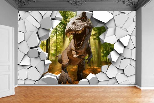 Fototapeta DINOZAUR W KAMIENNEJ ŚCIANIE 3D 200x130 na Arena.pl