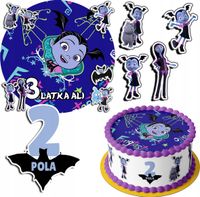 ZESTAW OPŁATEK NA TORT 30CM + 17 POSTACI - VAMPIRINA + IMIĘ 24CM 26CM