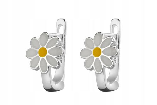 SREBRNE BARDZO SUBTELNE KOLCZYKI KWIATKI STOKROTKI EMALIOWANE na Arena.pl