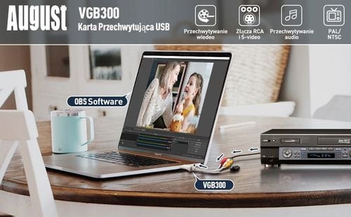 August VGB300 Video Grabber USB zgrywaj VHS na PC na Arena.pl