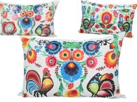 Poduszka z wypełnieniem/suwak (duża) - Wzór kujawski, koguty (CARMANI)