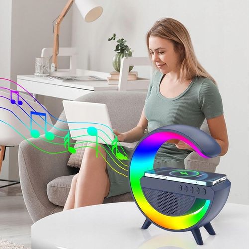 GŁOŚNIK MOBILNY PRZENOŚNY BEZPRZEWODOWE ŁADOWANIE BLUETOOTH LAMPKA RGB na Arena.pl