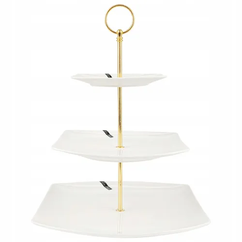 PATERA PORCELANOWA PIĘTROWA BIAŁA NOWOCZESNA NA CIASTO OWOCE 3-POZIOMOWA na Arena.pl