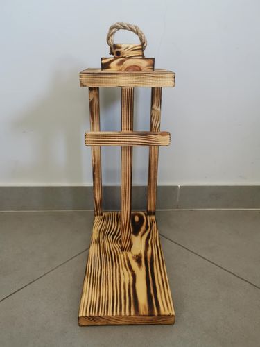 Lampion drewniany z podstawą i krzyżem 40cm Baza pod stroik Dekor nr4 na Arena.pl