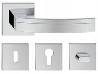 KLAMKA DRZWIOWA BARCELONA CHROM BŁ. KOMPLET ROZET