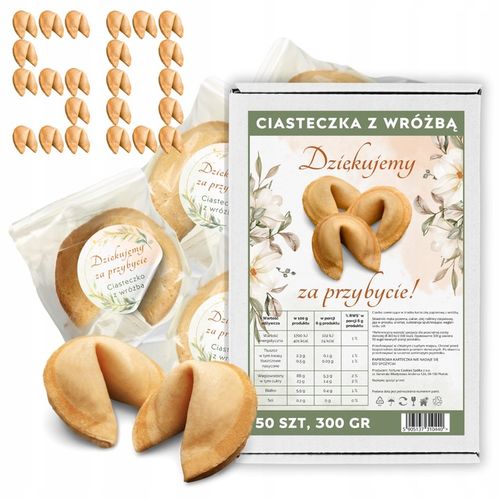 Ciasteczka z Wróżbą Podziękowanie dla gości Dziękujemy za Przybycie 50 szt na Arena.pl