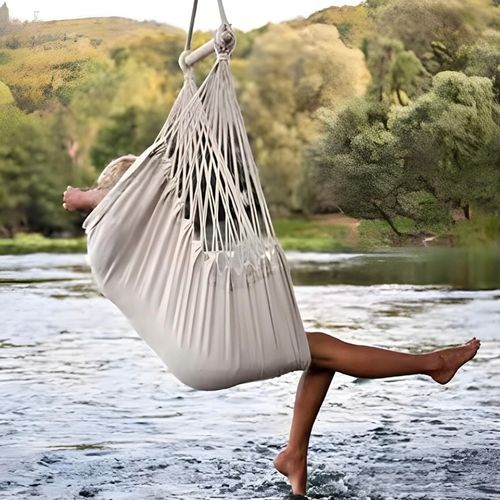 FOTEL WISZĄCY OGRODOWY BUJANY KOKON KRZESŁO BRAZYLIJSKIE HUŚTAWKA BOHO BEŻ na Arena.pl