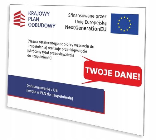 Tabliczka KPO Krajowy Plan Odbudowy Silos TWOJE DANE A3 PCV UV 3mm 42x30 cm na Arena.pl