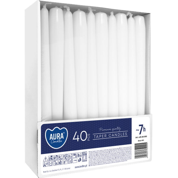 Świece Bispol Candles 7h 40 sztuk białe zdjęcie 1