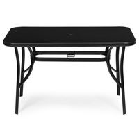 STÓŁ OGRODOWY MULTIGARDEN SZKŁO HARTOWANE CZARNY 120X70CM