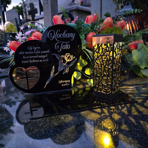 ZNICZ SOLARNY z Grawerem Wieczna Lampka Latarenka LED STATUETKA dla taty na Arena.pl