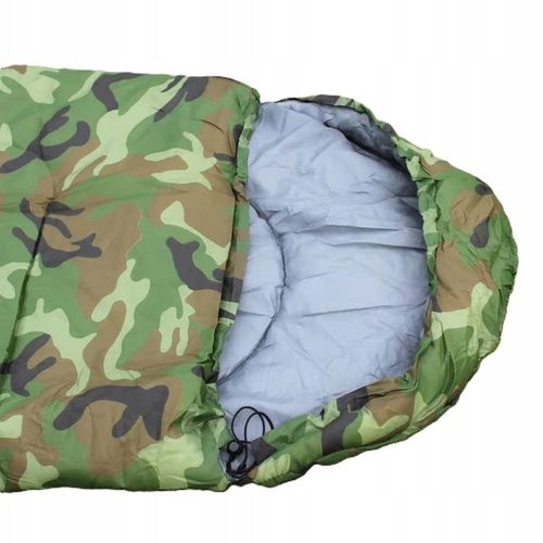 ŚPIWÓR KOŁDRA DUŻY CIEPŁY MORO Z KAPTUREM 200x70 MUMIA TURYSTYCZNY na Arena.pl