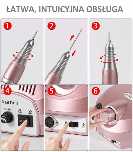 FREZARKA DO PAZNOKCI MANICURE PEDICURE 65W PROFESJONALNA MOCNA + FREZY na Arena.pl