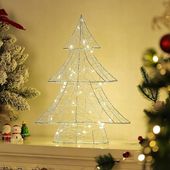 METALOWA CHOINKA DEKORACJA ŚWIĄTECZNA LED 30CM